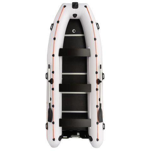 Kolibri KM-450DSL (Колібрі КМ-450ДСЛ) надувний кільовий човен світло-сірий (стандарт) + фанерний пайол, фото kolibri.com.ua №1