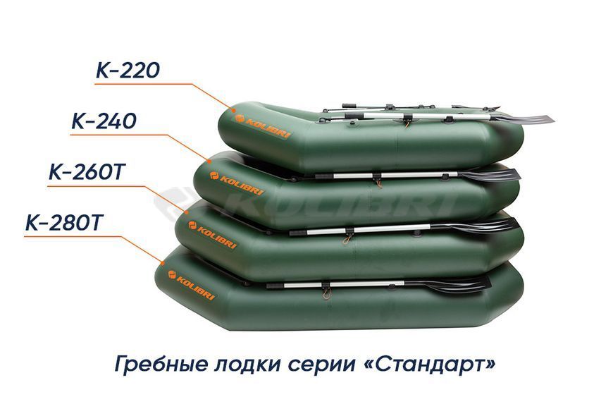 Kolibri K-260T (Колібрі К-260Т) надувний гребний човен темно-зелений + Air Deck, фото kolibri.com.ua №15