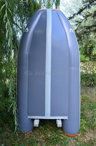 Kolibri KM-330DSL (Колібрі КМ-330ДСЛ) надувний кільовий човен темно-сірий з помаранчевим + фанерний пайол, фото kolibri.com.ua №7