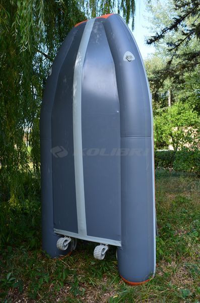 Kolibri KM-330DSL (Колібрі КМ-330ДСЛ) надувний кільовий човен темно-сірий з помаранчевим + фанерний пайол, фото kolibri.com.ua №6