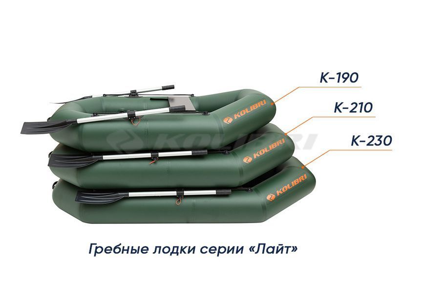 Kolibri K-190 (Колібрі К-190) надувний гребний човен темно-зелений, фото kolibri.com.ua №6