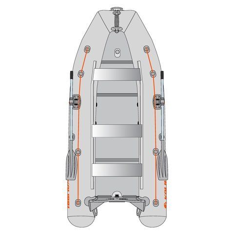 Kolibri KM-400DSL (Колібрі КМ-400ДСЛ) надувний кільовий човен світло-сірий + фанерний пайол, фото kolibri.com.ua №1
